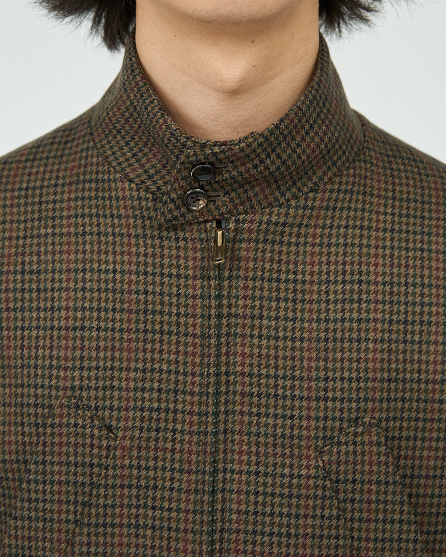 Classic Houndstooth Harrington Jacket