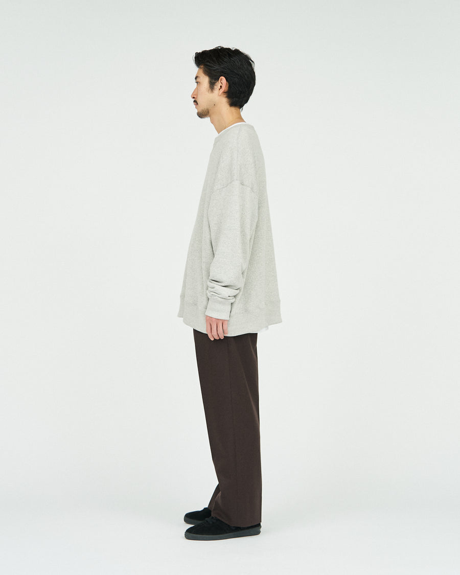 WOOL FRANNEL DRAPE 2-TUCK STRAIGHT SLACKS