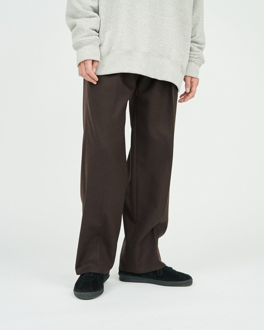 WOOL FRANNEL DRAPE 2-TUCK STRAIGHT SLACKS