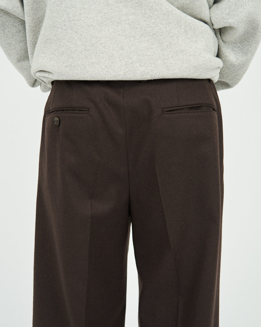 WOOL FRANNEL DRAPE 2-TUCK STRAIGHT SLACKS