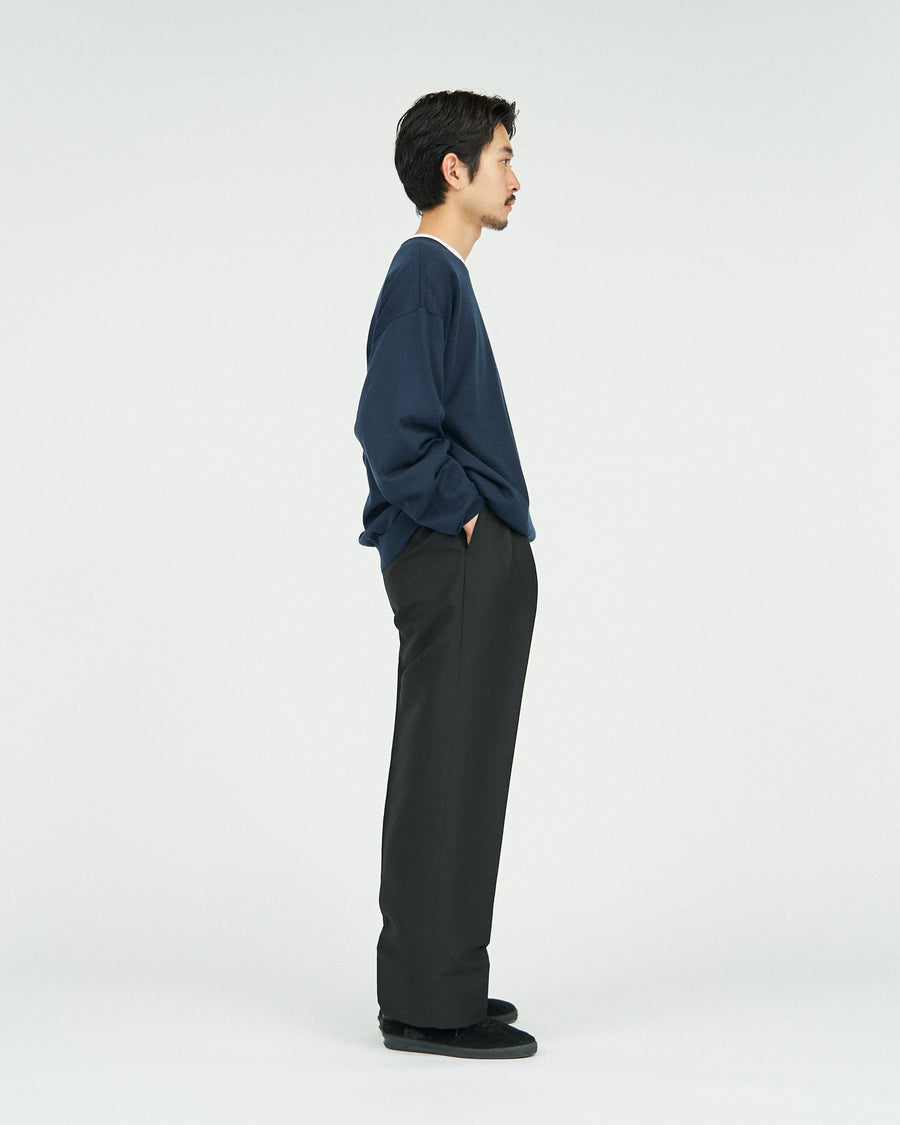 SILK AND WOOL SMOKING 2-TUCK STRAIGHT SLACKS