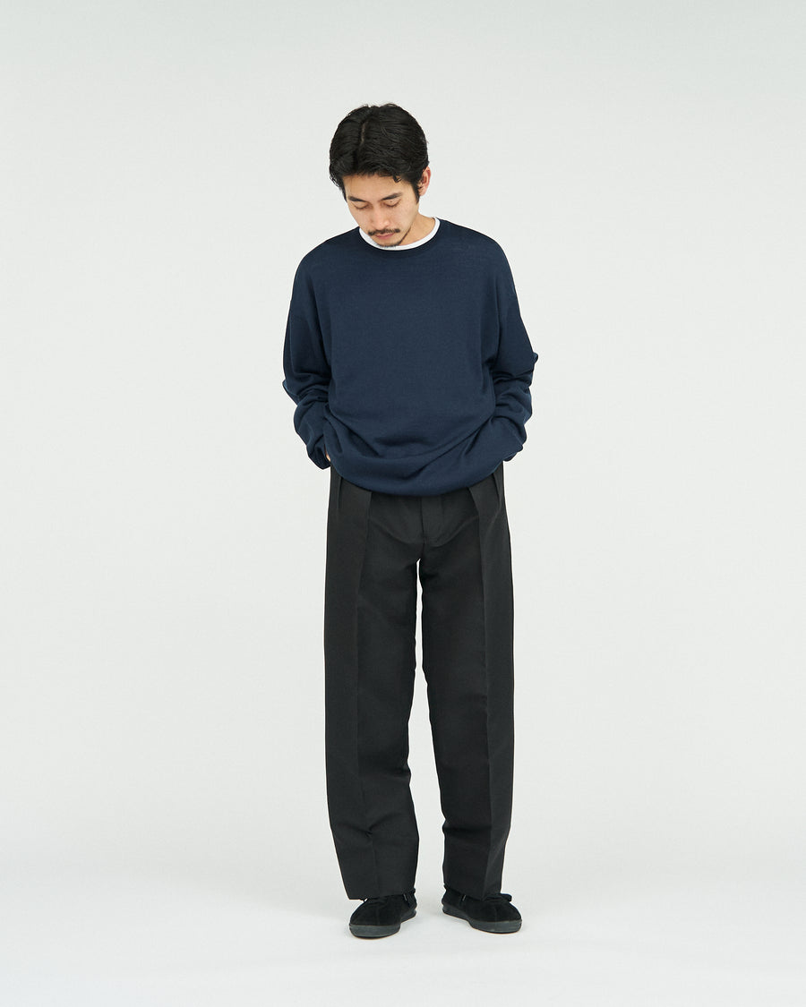 SILK AND WOOL SMOKING 2-TUCK STRAIGHT SLACKS