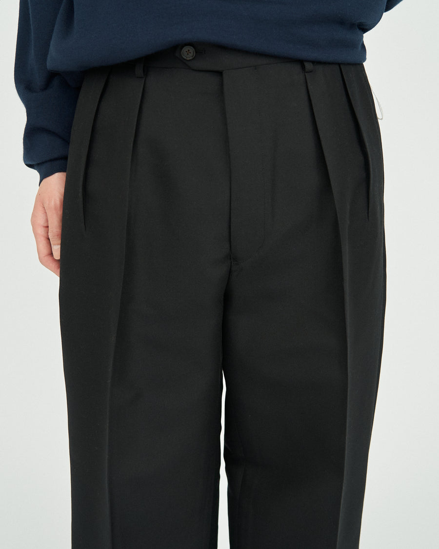 SILK AND WOOL SMOKING 2-TUCK STRAIGHT SLACKS