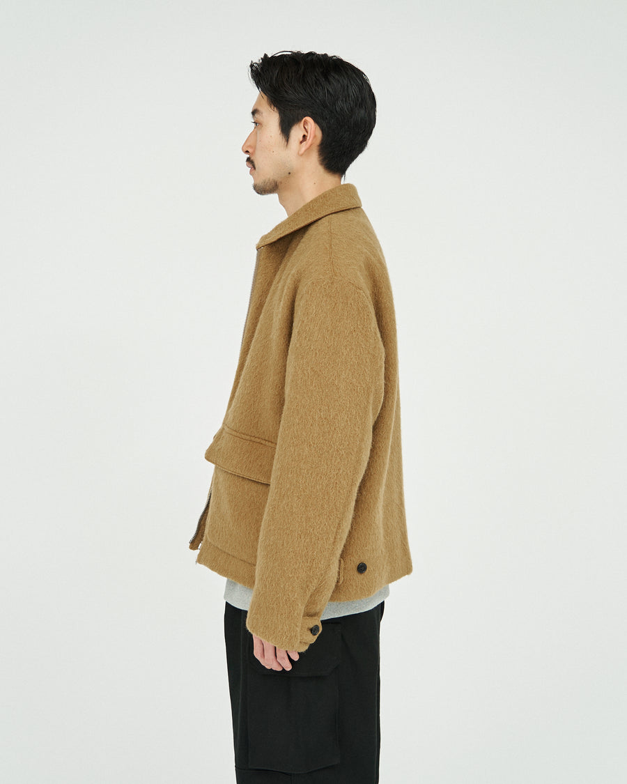 DOUBLE FACE HAlRY ALPACA WOOL SPORTS JACKET