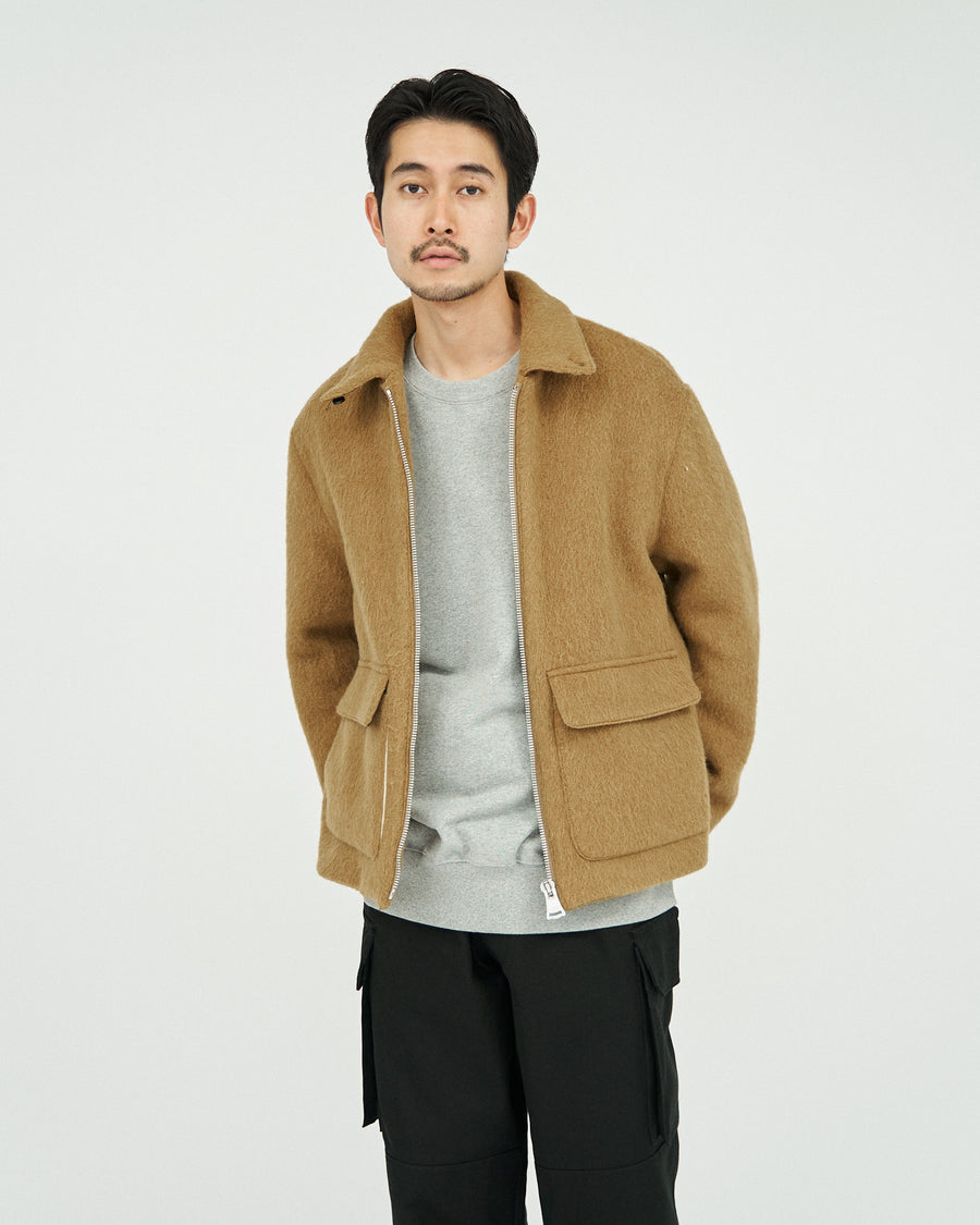 DOUBLE FACE HAlRY ALPACA WOOL SPORTS JACKET