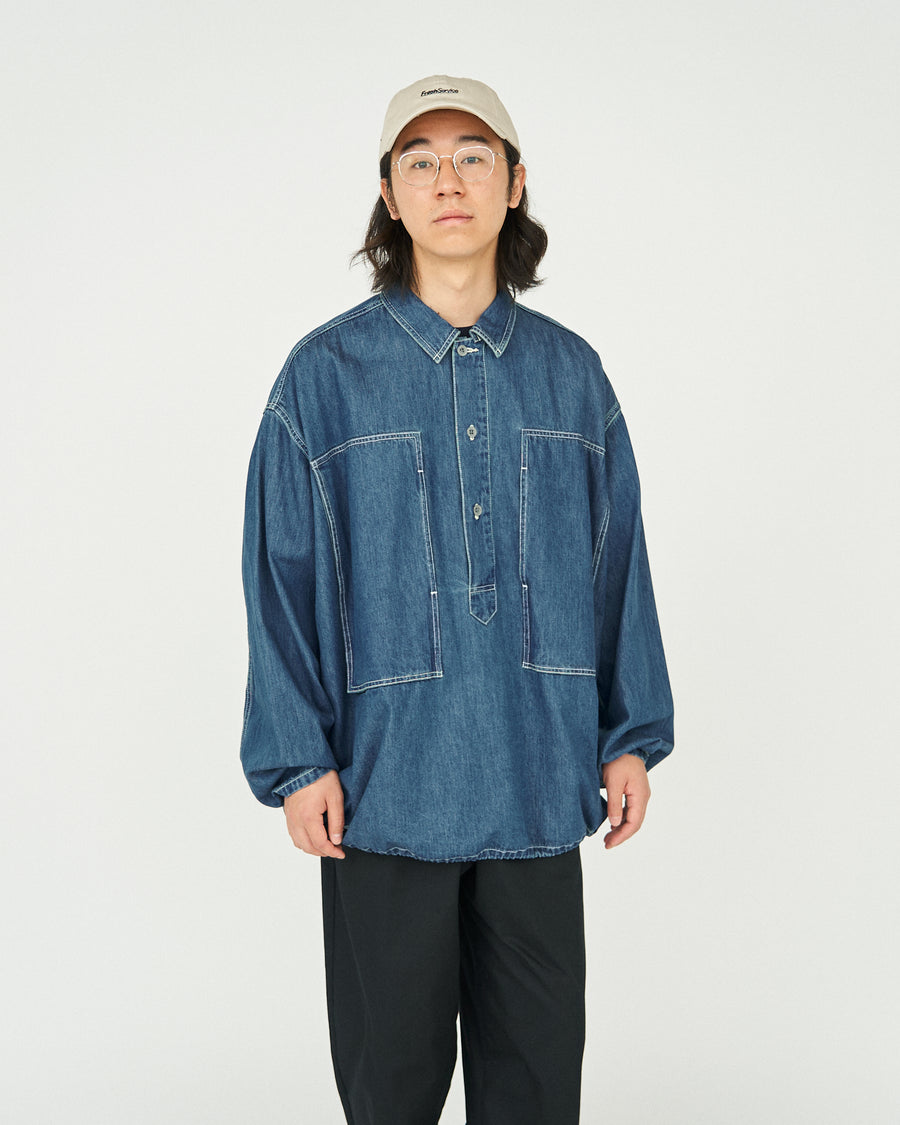 DENIM PULLOVER SHIRT(FADE INDIGO)