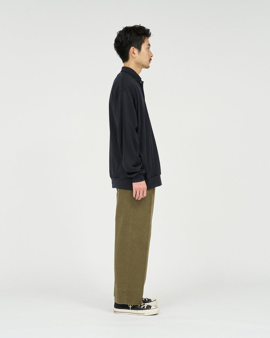 EXTRA FINE MERINO WOOL JERSEY HYPER BIG LONG POLO SHIRT