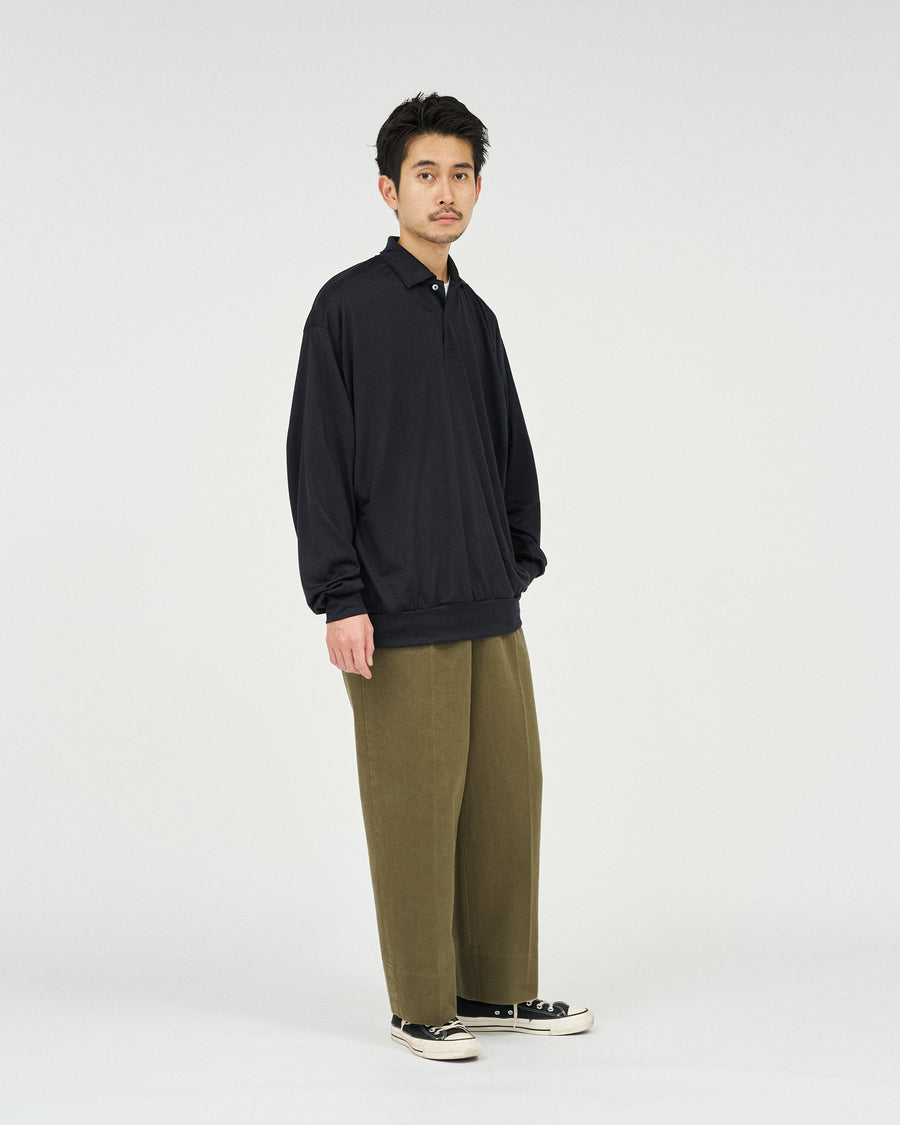 EXTRA FINE MERINO WOOL JERSEY HYPER BIG LONG POLO SHIRT