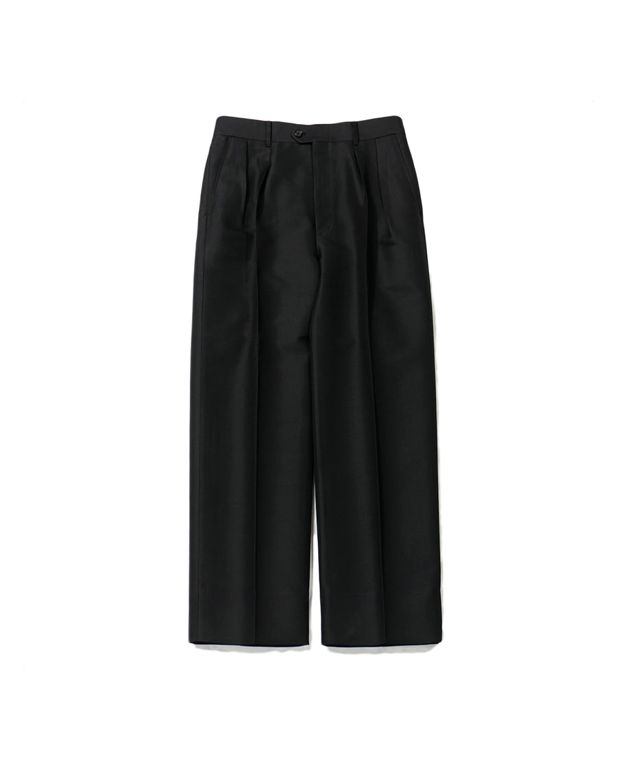 SILK AND WOOL SMOKING 2-TUCK STRAIGHT SLACKS