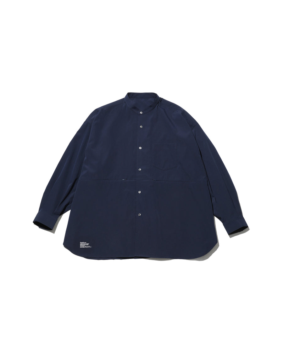 STRETCH MATTE TAFFETA BAND COLLAR SHIRT