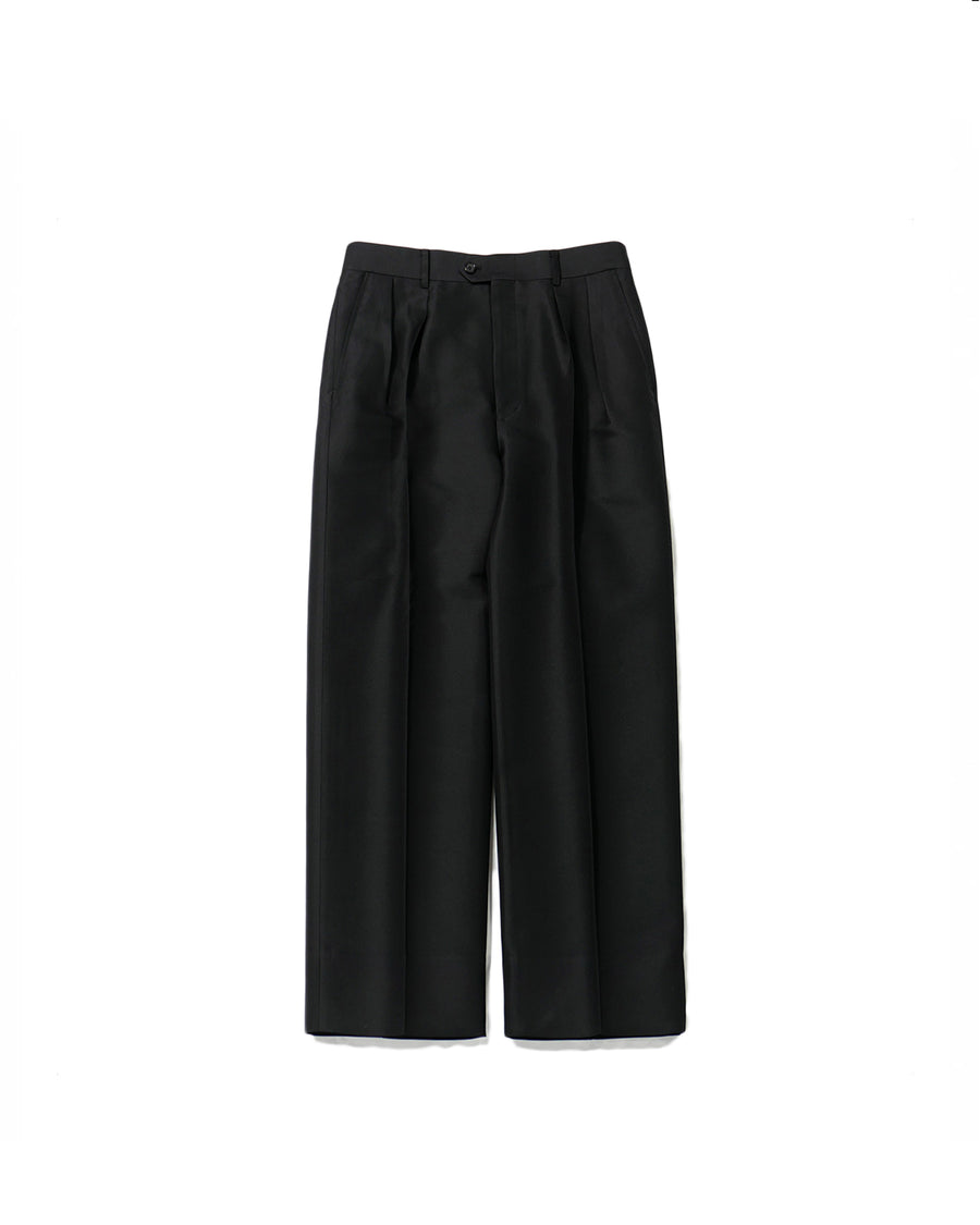 SILK AND WOOL SMOKING 2-TUCK STRAIGHT SLACKS